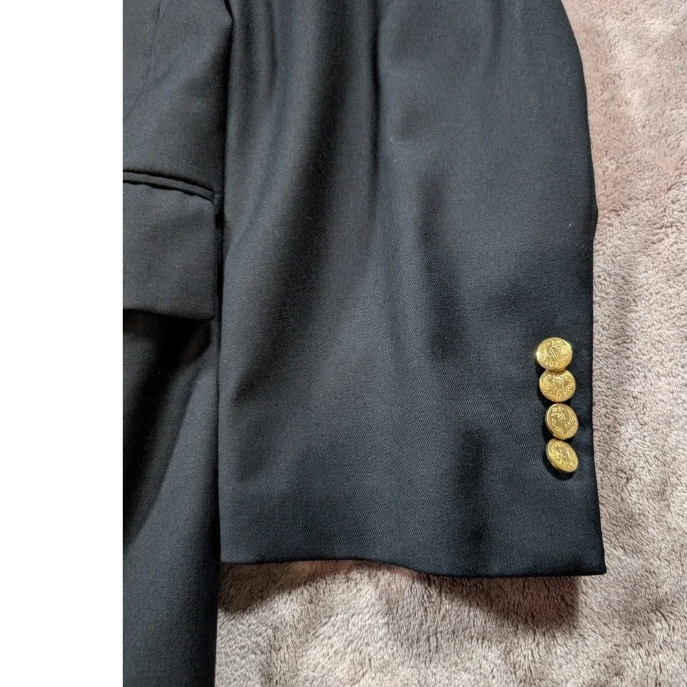 Jos. A. Bank Blazer Mens 46R Black Gold Crest Button Two-Button Sport Coat